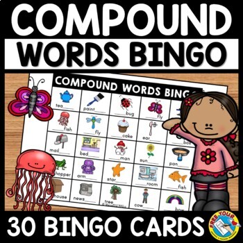 Preview of COMPOUND WORDS BINGO GAME ACTIVITY GRAMMAR BLENDING & SEGMENTING MISSING CENTER