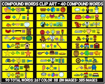 Preview of COMPOUND WORDS CLIPART- 90 WORD images (40 compound words) 385 TOTAL IMAGES