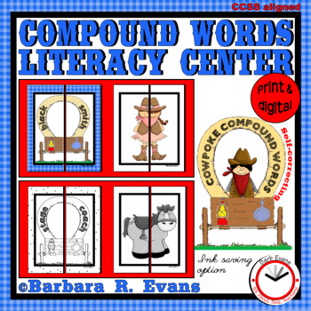 Preview of COMPOUND WORDS LITERACY CENTER Wild West Theme Differentiated