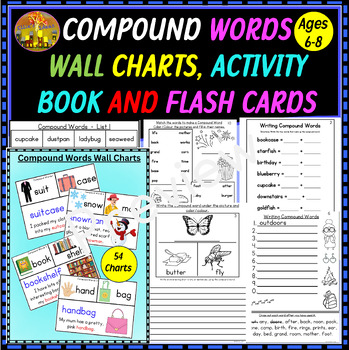 Preview of COMPOUND WORDS WALL CHARTS, ACTIVITY BOOK & FLASH CARDS
