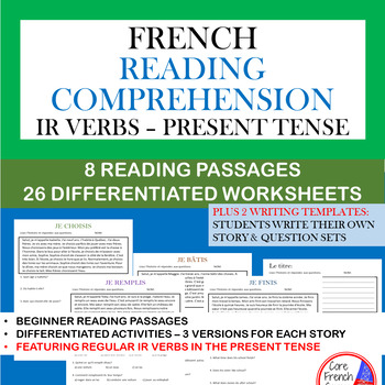 Preview of COMPRÉHENSION DE LECTURE: ER, IR, RE Verbs Reading Comprehension Bundle