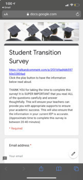 Preview of COMPREHENSIVE Student Transition Survey for Annual IEP (Digital)