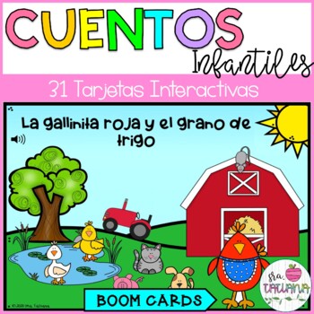 Preview of Cuentos Infantiles en Boom Cards | La Gallinita Roja | Comprension de Lectura