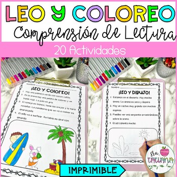 Preview of Comprensión de Lectura | Leo y Coloreo | Leo y Dibujo | Reading Activities