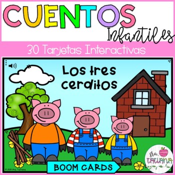 Preview of Cuentos Infantiles en Boom Cards | Los Tres Cerditos | Comprension de Lectura