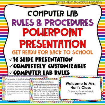 Preview of COMPUTER LAB RULES & PROCEDURES POWERPOINT - Technology or Computer Lab Teacher