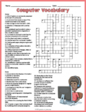 COMPUTER LITERACY Crossword Vocabulary Puzzle Worksheet Activity
