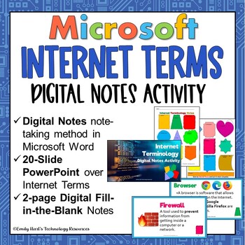 Preview of COMPUTER LITERACY: Learn INTERNET TERMINOLOGY with Digital Note Taking Activity