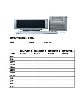 Preview of COMPUTER SIGN IN SHEET