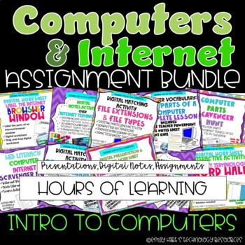 Preview of COMPUTERS & INTERNET LESSONS COMPLETE PROJECT BUNDLE // COMPUTER LAB ASSIGNMENTS