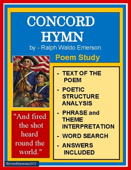 Preview of CONCORD HYMN by Emerson - Study Unit & Distance Learning