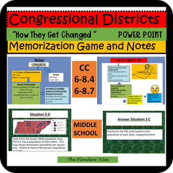 Preview of CONGRESSIONAL DISTRICTS--HOW DO THEY CHANGE? POWER POINT GAME AND NOTES - A