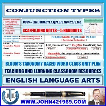 Preview of CONJUNCTION TYPES: SCAFFOLDING NOTES - 5 HANDOUTS