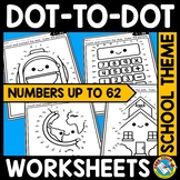 CONNECT THE DOT TO DOT BACK TO SCHOOL MATH COLORING PAGES 