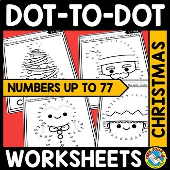 Preview of CONNECT THE DOT TO DOT CHRISTMAS MATH COLORING PAGES NUMBER ACTIVITY SHEETS
