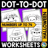 CONNECT THE DOT TO DOT HALLOWEEN MATH COLORING PAGES NUMBE