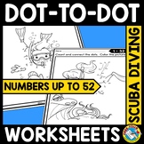 CONNECT THE DOT TO DOT SUMMER SCHOOL MATH COLORING PAGES N
