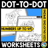 CONNECT THE DOT TO DOT SPRING JUNE MATH COLORING PAGES NUM