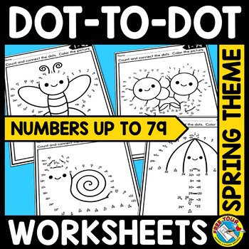 Preview of CONNECT THE DOT TO DOT SPRING MATH COLORING PAGES MAY NUMBER ACTIVITY SHEETS