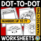 CONNECT THE DOT TO DOT THANKSGIVING MATH COLORING PAGES NU