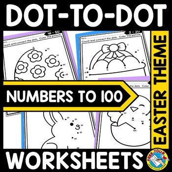 Preview of CONNECT THE DOT TO DOT TO 100 EASTER MATH ART ACTIVITY SHEET MARCH SKIP COUNTING