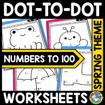 Preview of CONNECT THE DOT TO DOT TO 100 SPRING MATH ART ACTIVITY SHEET MAY SKIP COUNTING