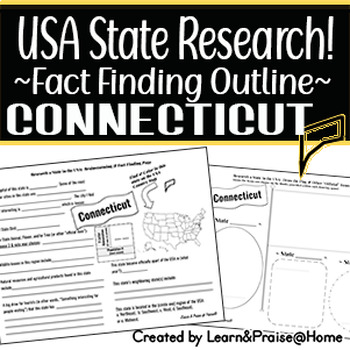 Preview of CONNECTICUT State Research Report: Brainstorm & Fact Page Outline | SOCIAL STUDY