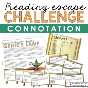 Preview of Connotation Introduction Presentation & Escape Room Vocabulary Reading Activity