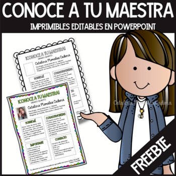 Preview of CONOCE A TU MAESTRA. PLANTILLAS EDITABLES POWERPOINT (GRATIS) EN ESPAÑOL