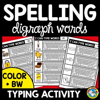 Preview of CONSONANT DIGRAPH WORKSHEET CENTER TYPING ACTIVITY JUNE PHONICS 1ST GRADE