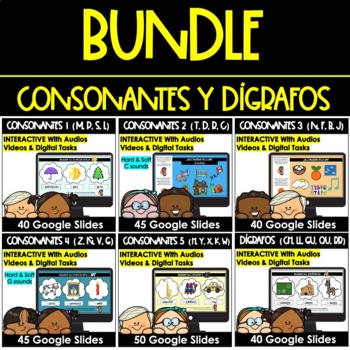 Preview of CONSONANTES Y DÍGRAFOS BUNDLE.*260 Google Slides*