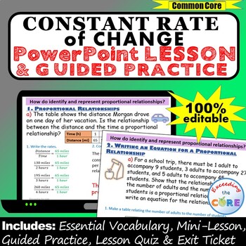 Preview of CONSTANT RATE OF CHANGE PowerPoint Lesson & Practice | Distance Learning