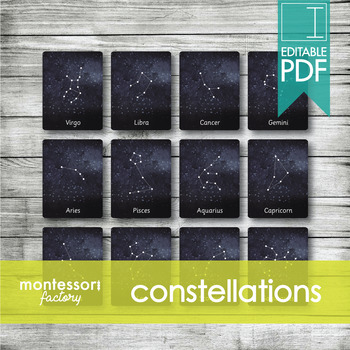 Preview of CONSTELLATIONS | MONTESSORI Printable Nomenclature Three Part Cards