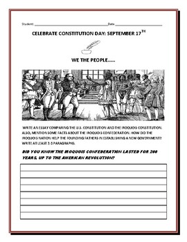 Preview of CONSTITUTION DAY: COMPARE THE US CONSTITUTION & THE IROQUOIS CONSTITUTION