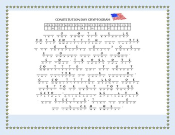 Preview of CONSTITUTION DAY CRYPTOGRAM: CELEBRATE SEPTEMBER 17TH