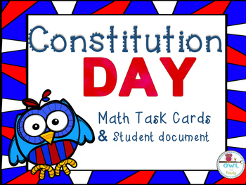 Preview of CONSTITUTION DAY MATH TASK CARDS with recording sheet