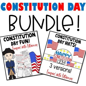 Preview of CONSTITUTION DAY PREAMBLE READING FUN  HATS  BUNDLE SEESAW GOOGLE SLIDE