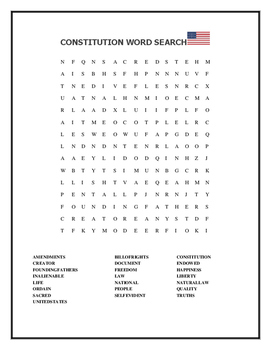 Preview of CONSTITUTION WORD SEARCH