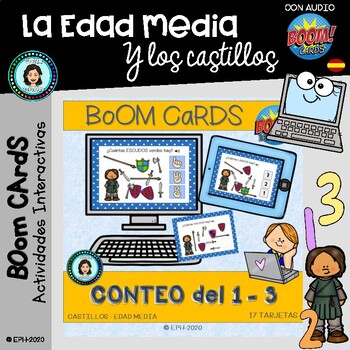 Preview of CONTAR 1-3 CASTILLOS - Boom Cards Distance Learning (Spanish)