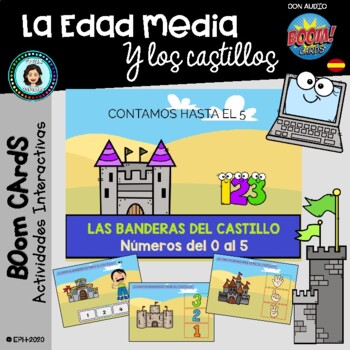 Preview of CONTAR banderas 1-5 CASTILLO - Boom Cards Distance Learning