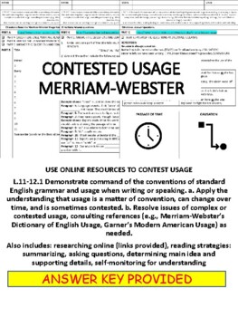 Preview of CONTESTED USAGE USING MERRIAM-WEBSTER ONLINE REFERENCE MATERIALS