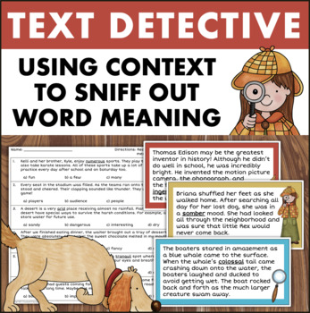 Preview of Using CONTEXT CLUES Task Cards ELA Activities Worksheet Unknown Words Vocabulary