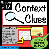 CONTEXT CLUES grades 9-12: Lesson, PowerPoint, Task Cards,