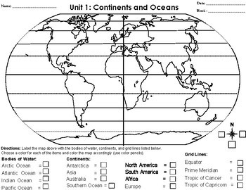 Latitude And Longitude Continents Worksheets Teaching Resources Tpt