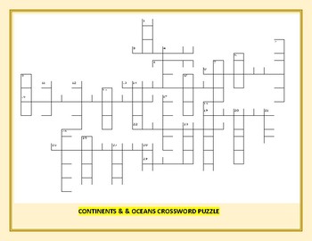 Preview of CONTINENTS & OCEANS: A CROSSWORD PUZZLE: GRADES 4-8