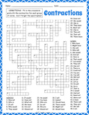 CONTRACTIONS Crossword Puzzle Worksheet Activity - 3rd, 4t