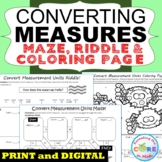 CONVERT CUSTOMARY UNITS OF MEASURE Maze, Riddle & Color by Number Activities