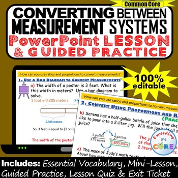 Preview of CONVERT BETWEEN CUSTOMARY & METRIC PowerPoint Lesson & Guided Practice | Digital