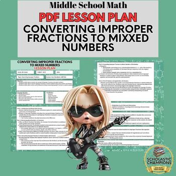 Preview of CONVERTING IMPROPER FRACTIONS TO MIXED NUMBER-Lesson Plan for Middle School Math