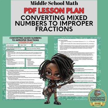 Preview of CONVERTING MIXED NUMBER TO IMPROPER FRACTION-Lesson Plan for Middle School Math
